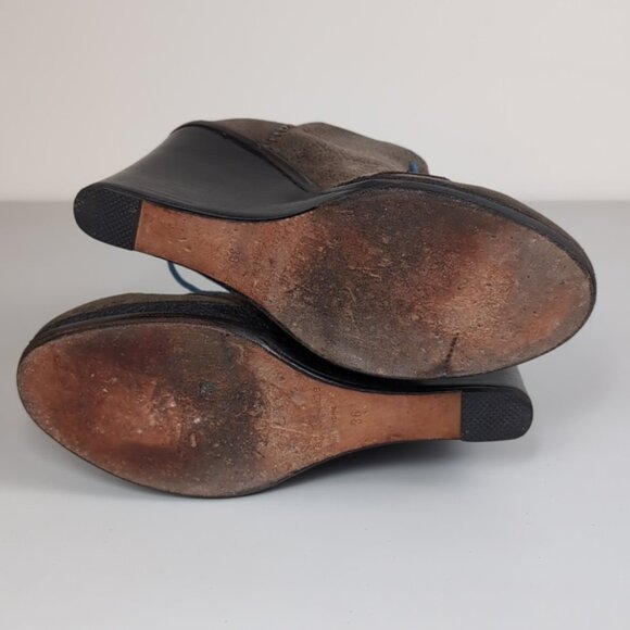 Rag & Bone Odval Brown Distressed Wedge Heel Booties Leather Lace Up Chukka - Picture 7 of 14